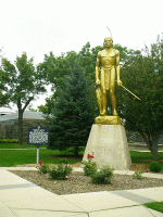 Statue: Chief Kandiyohi Catches Buffalo Fish with a Peavey